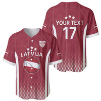 Latvia Basketball Custom Baseball Jersey Red Latvian Pattern
