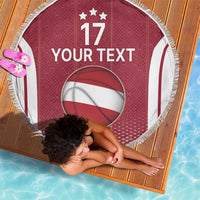 Latvia Basketball Custom Beach Blanket Red Latvian Pattern