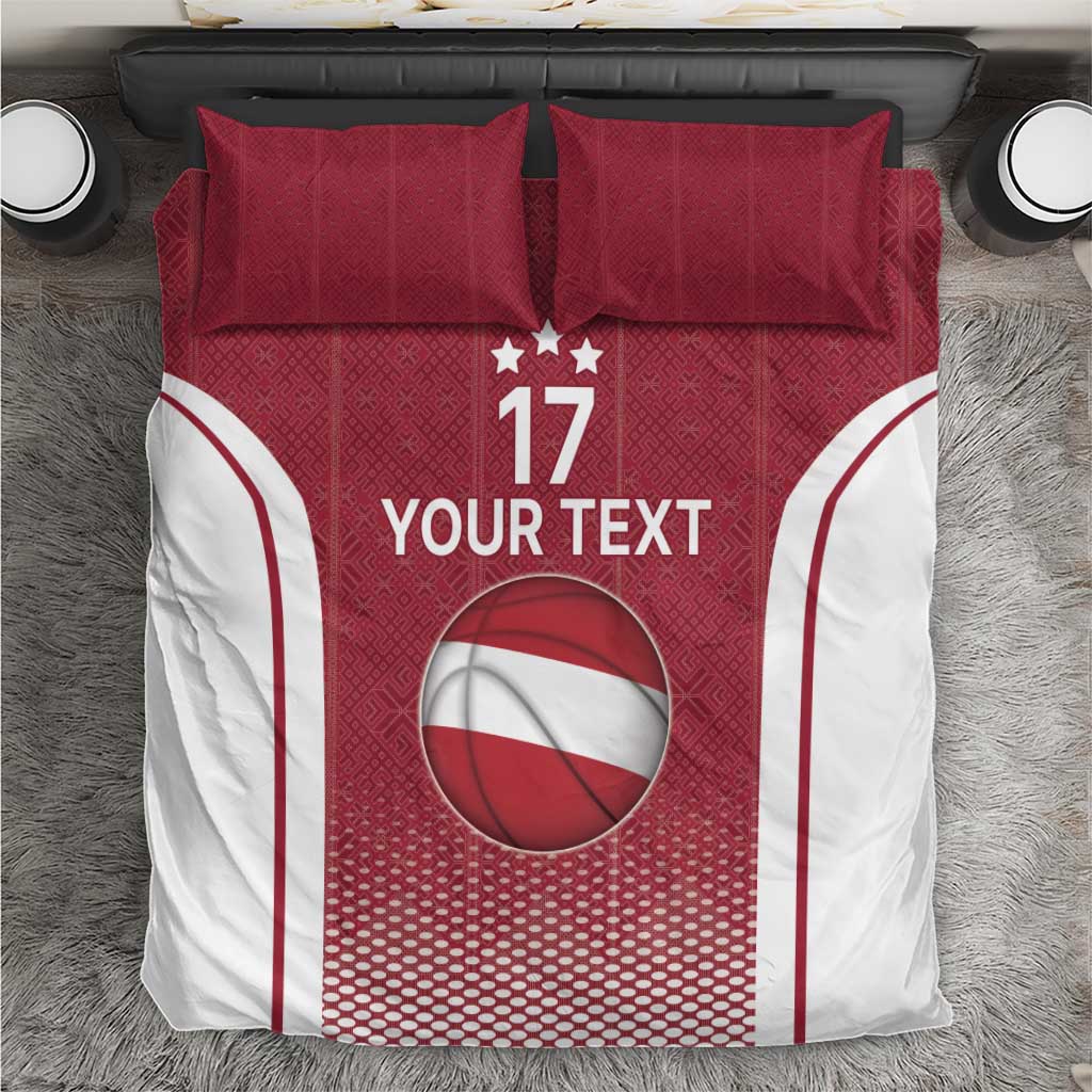 Latvia Basketball Custom Bedding Set Red Latvian Pattern