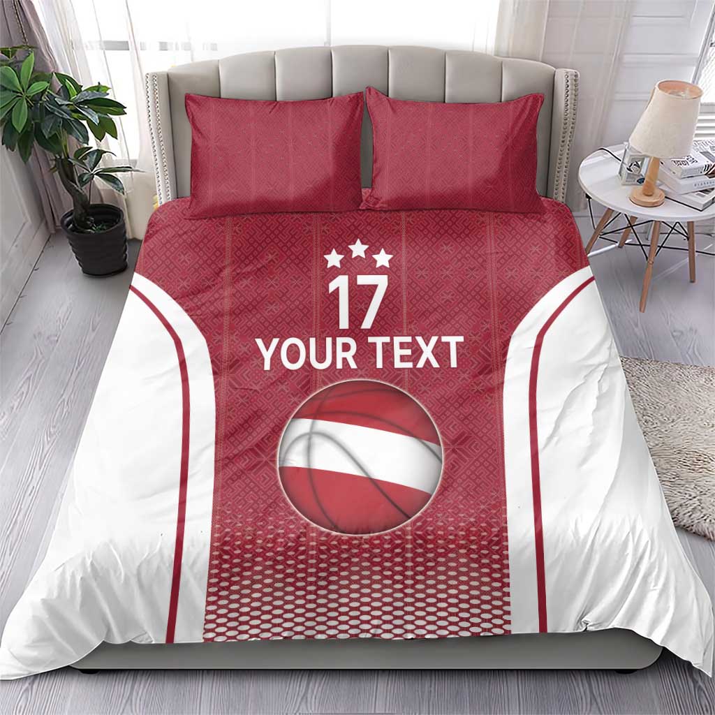 Latvia Basketball Custom Bedding Set Red Latvian Pattern