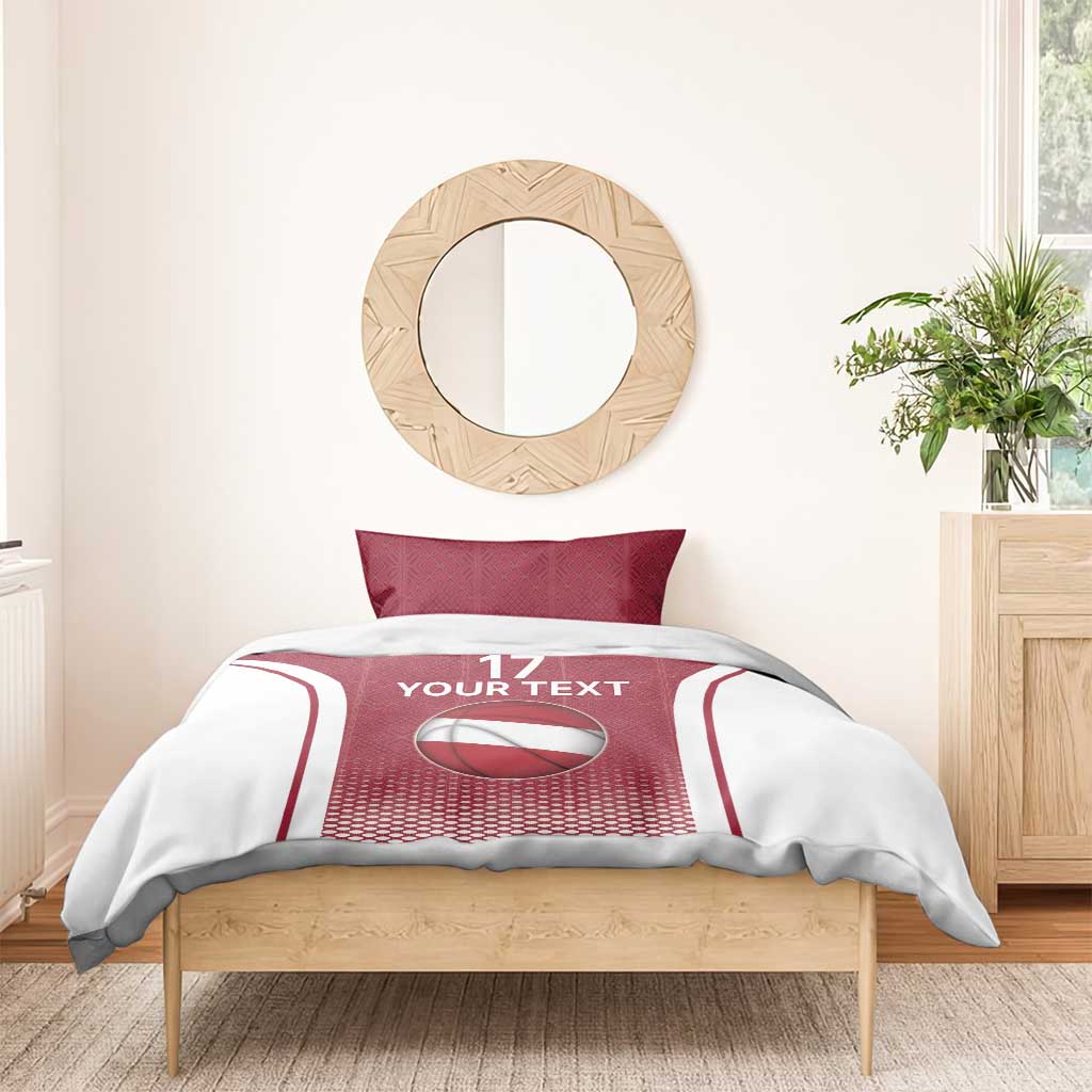 Latvia Basketball Custom Bedding Set Red Latvian Pattern