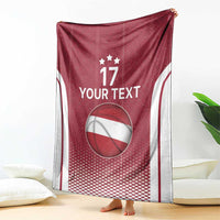 Latvia Basketball Custom Blanket Red Latvian Pattern