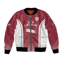 Latvia Basketball Custom Bomber Jacket Red Latvian Pattern