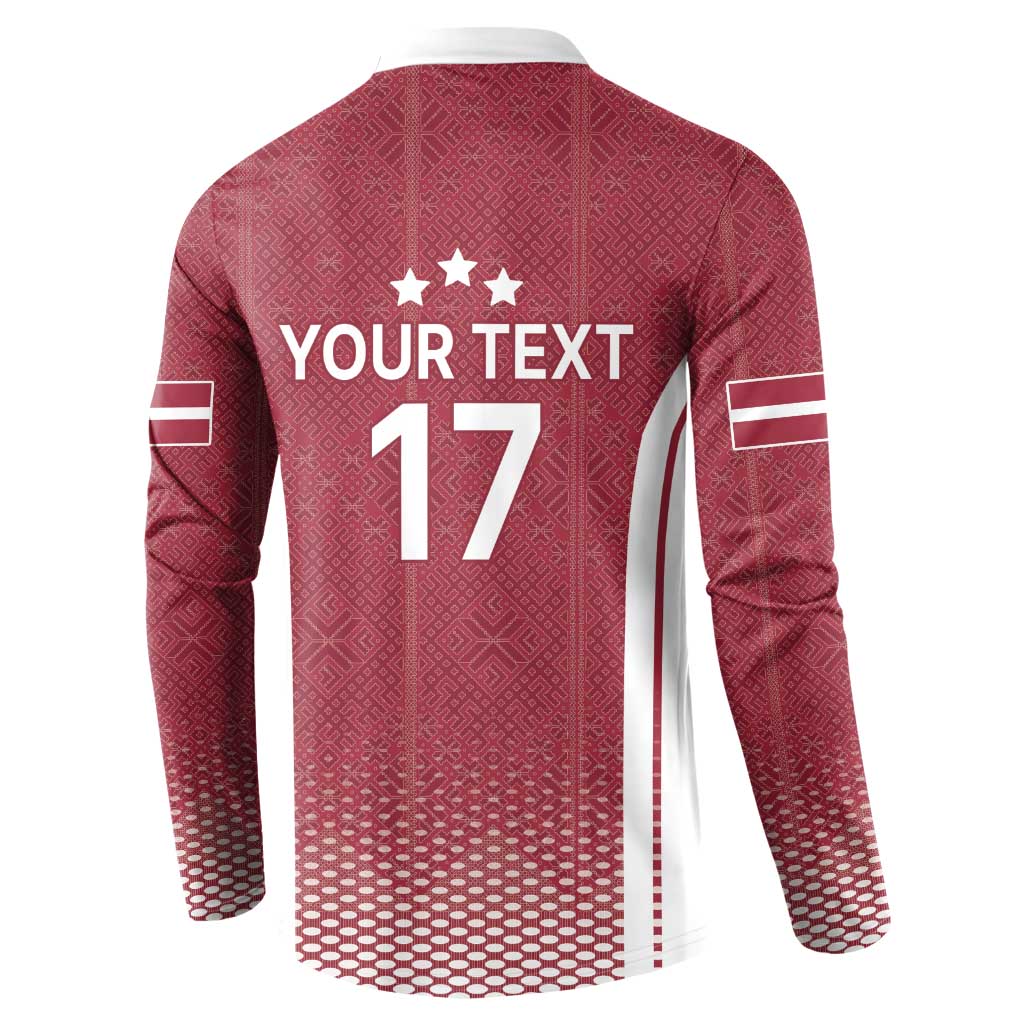 Latvia Basketball Custom Button Sweatshirt Red Latvian Pattern
