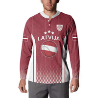 Latvia Basketball Custom Button Sweatshirt Red Latvian Pattern