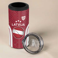 Latvia Basketball Custom 4 in 1 Can Cooler Tumbler Red Latvian Pattern