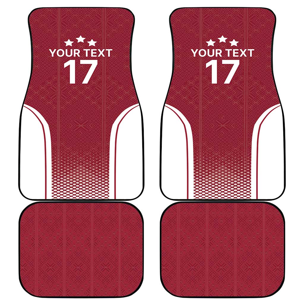 Latvia Basketball Custom Car Mats Red Latvian Pattern