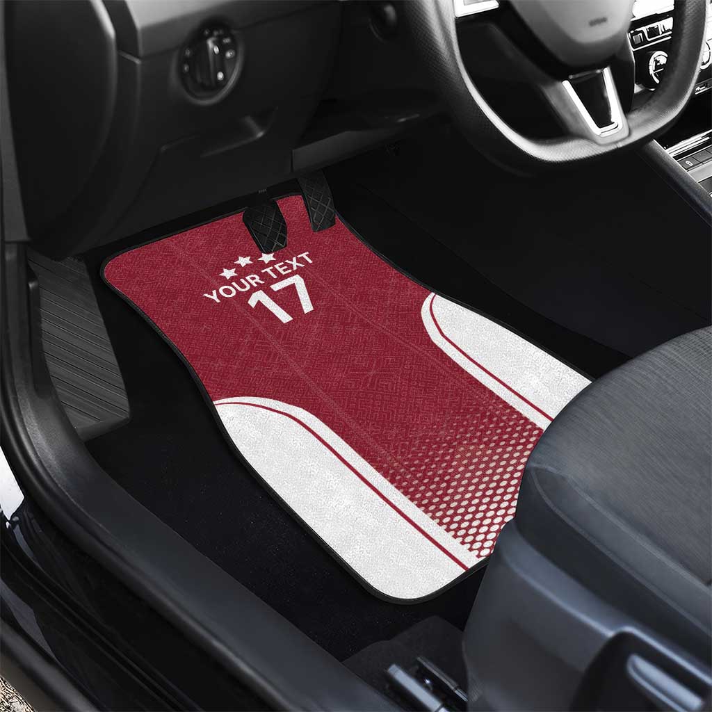 Latvia Basketball Custom Car Mats Red Latvian Pattern