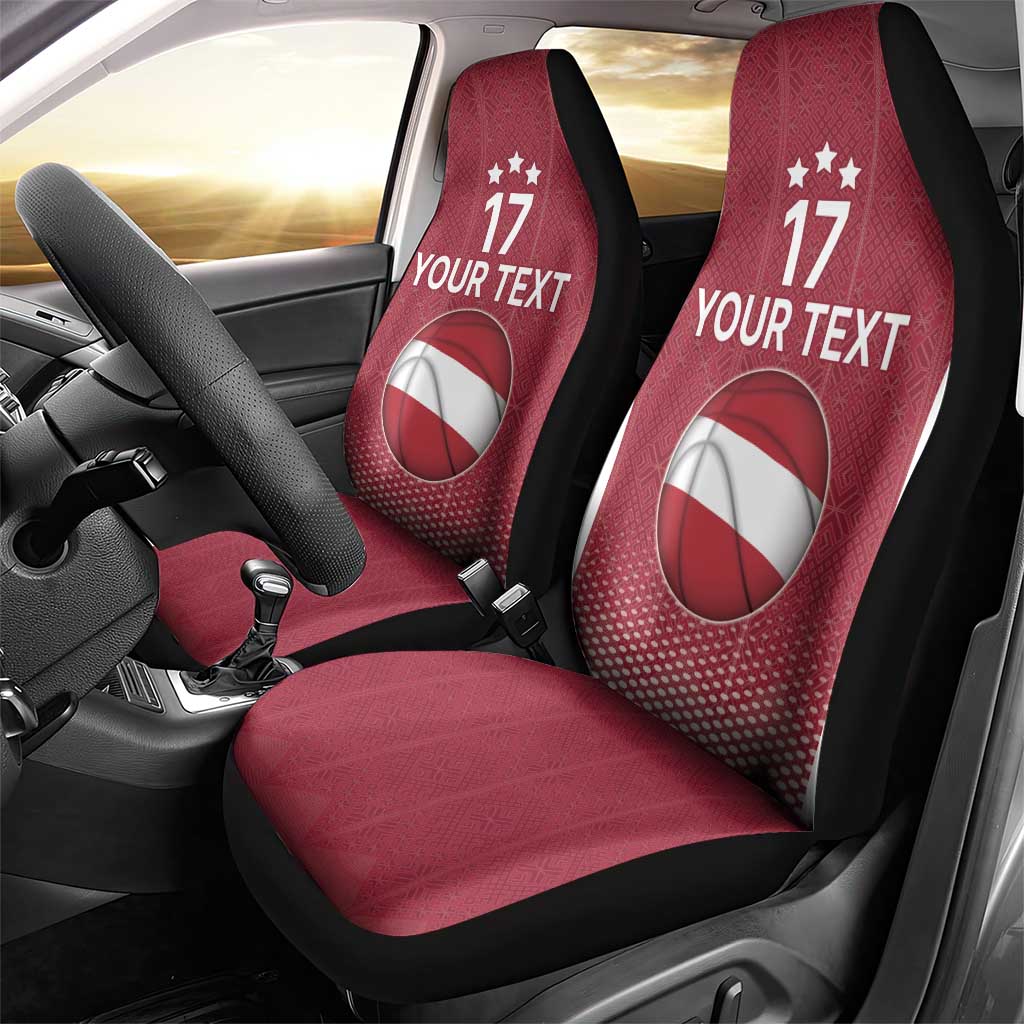 Latvia Basketball Custom Car Seat Cover Red Latvian Pattern