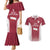 Latvia Basketball Custom Couples Matching Mermaid Dress and Hawaiian Shirt Red Latvian Pattern