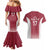 Latvia Basketball Custom Couples Matching Mermaid Dress and Hawaiian Shirt Red Latvian Pattern