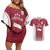 Latvia Basketball Custom Couples Matching Off Shoulder Short Dress and Hawaiian Shirt Red Latvian Pattern