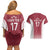 Latvia Basketball Custom Couples Matching Off Shoulder Short Dress and Hawaiian Shirt Red Latvian Pattern
