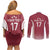 Latvia Basketball Custom Couples Matching Off Shoulder Short Dress and Long Sleeve Button Shirt Red Latvian Pattern
