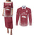 Latvia Basketball Custom Couples Matching Puletasi and Long Sleeve Button Shirt Red Latvian Pattern