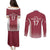 Latvia Basketball Custom Couples Matching Puletasi and Long Sleeve Button Shirt Red Latvian Pattern