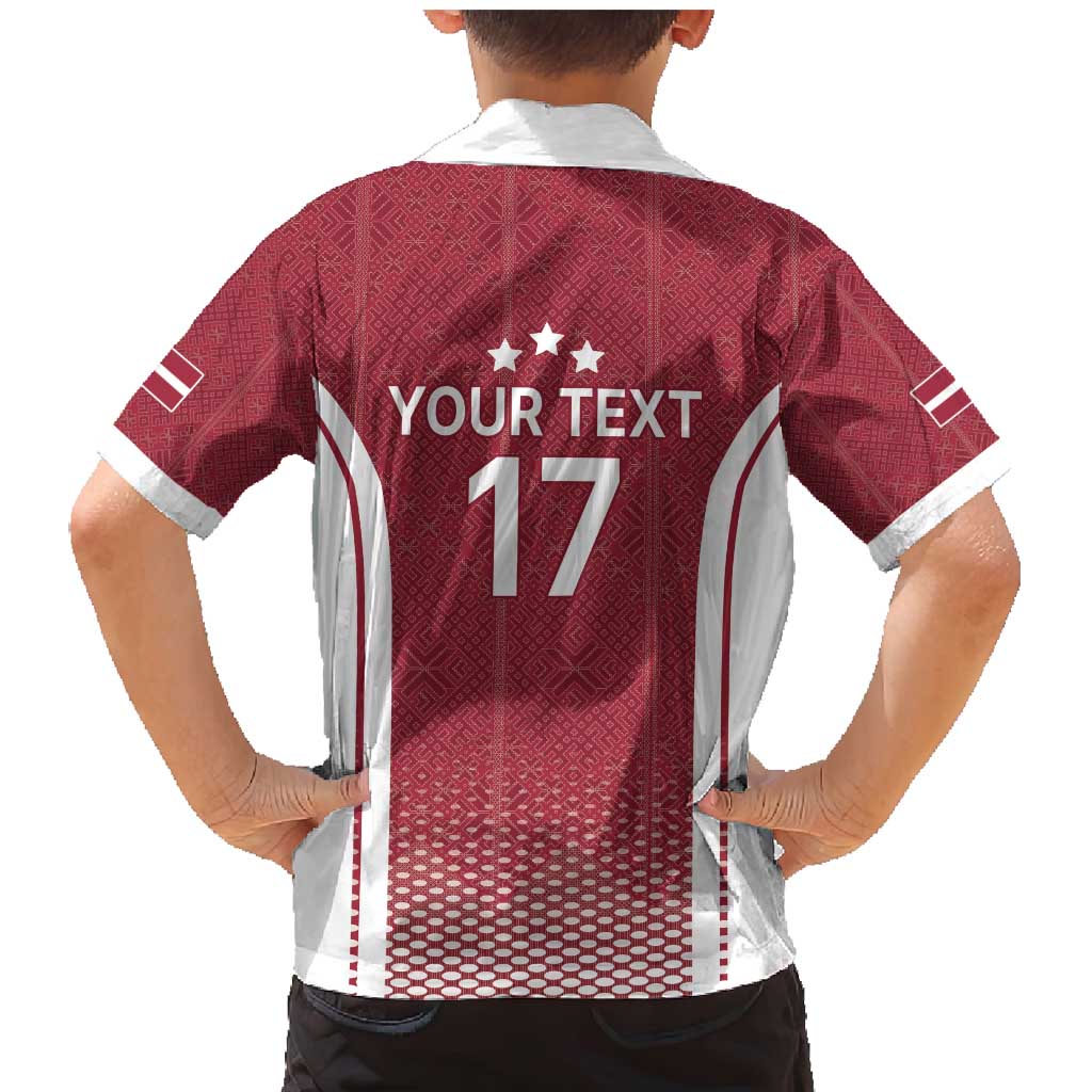 Latvia Basketball Custom Family Matching Mermaid Dress and Hawaiian Shirt Red Latvian Pattern