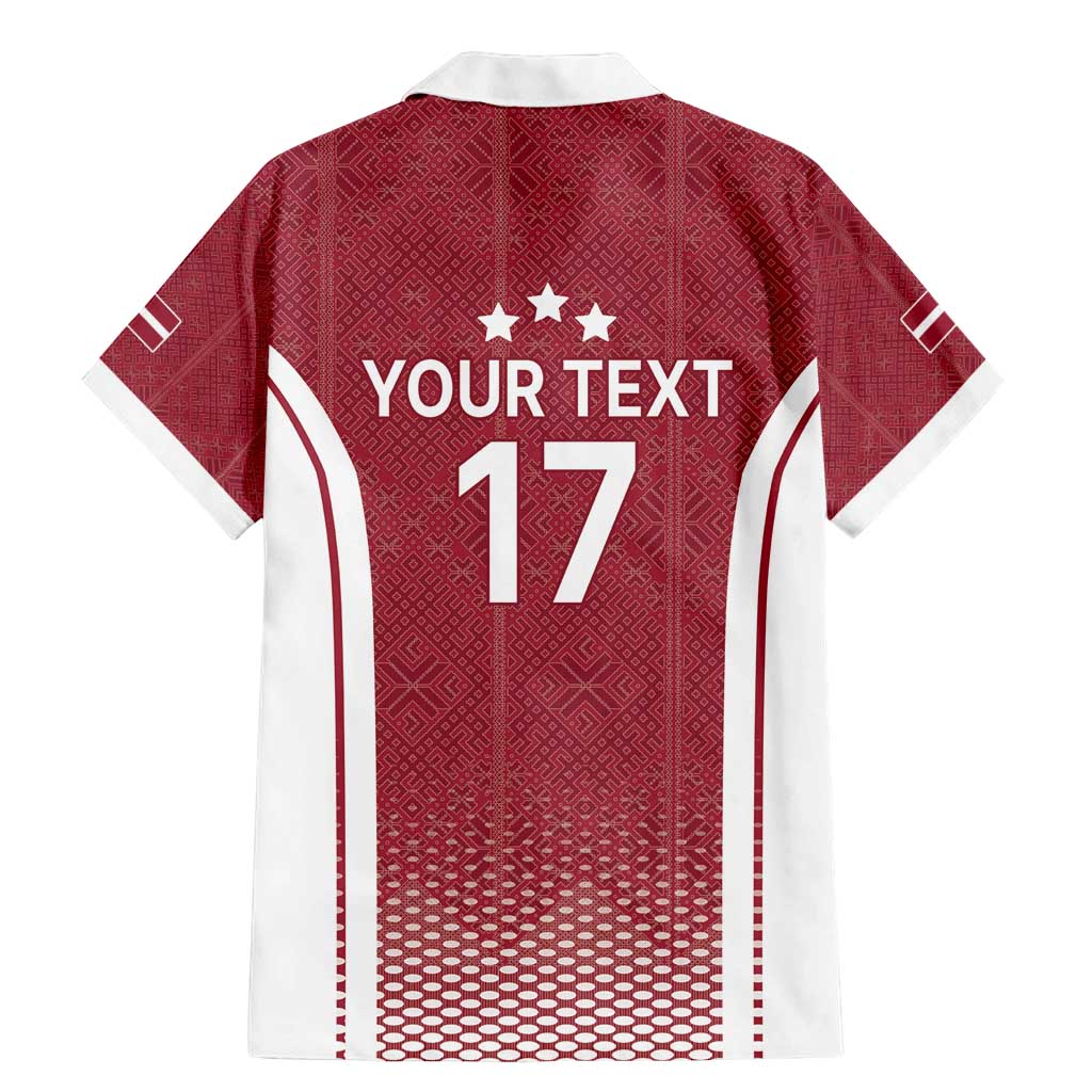 Latvia Basketball Custom Family Matching Mermaid Dress and Hawaiian Shirt Red Latvian Pattern