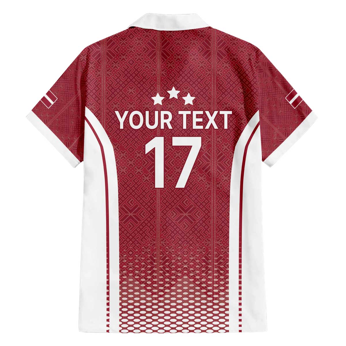 Latvia Basketball Custom Family Matching Off The Shoulder Long Sleeve Dress and Hawaiian Shirt Red Latvian Pattern