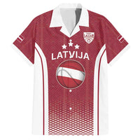 Latvia Basketball Custom Family Matching Puletasi and Hawaiian Shirt Red Latvian Pattern
