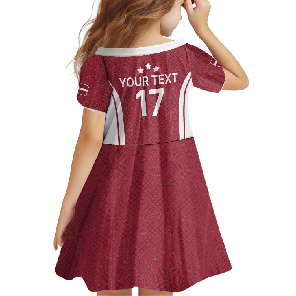 Latvia Basketball Custom Family Matching Summer Maxi Dress and Hawaiian Shirt Red Latvian Pattern