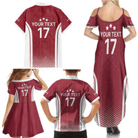 Latvia Basketball Custom Family Matching Summer Maxi Dress and Hawaiian Shirt Red Latvian Pattern