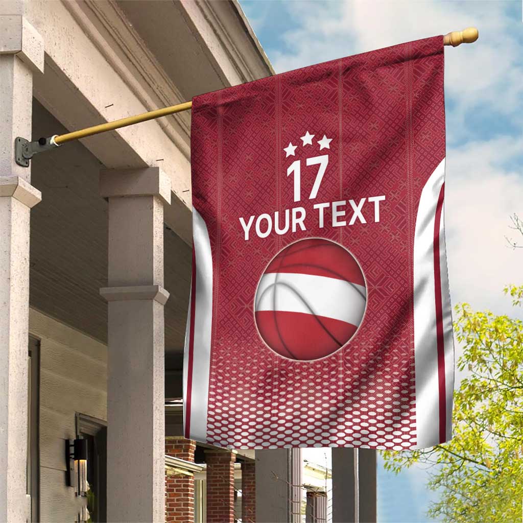 Latvia Basketball Custom Garden Flag Red Latvian Pattern