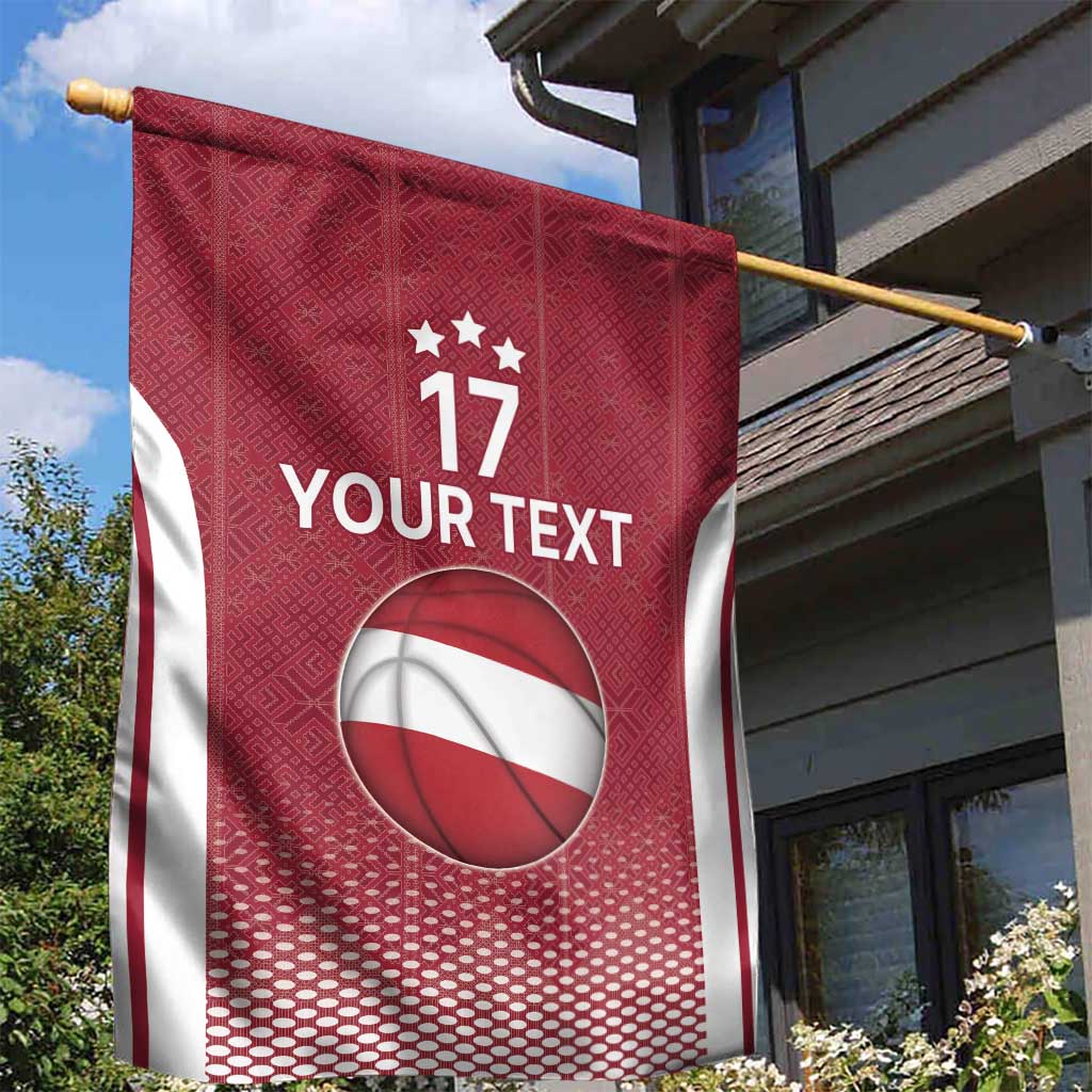 Latvia Basketball Custom Garden Flag Red Latvian Pattern