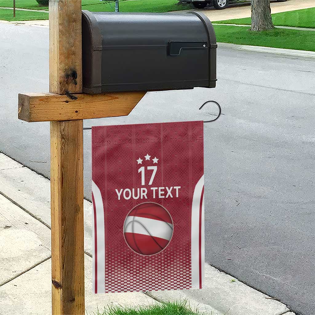 Latvia Basketball Custom Garden Flag Red Latvian Pattern