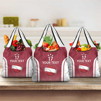 Latvia Basketball Custom Grocery Bag Red Latvian Pattern