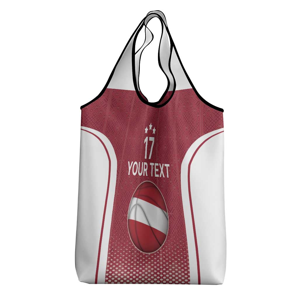 Latvia Basketball Custom Grocery Bag Red Latvian Pattern