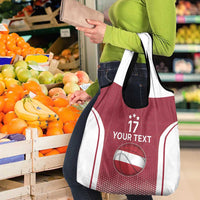 Latvia Basketball Custom Grocery Bag Red Latvian Pattern