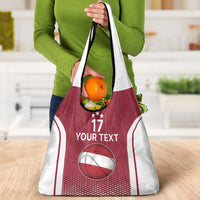 Latvia Basketball Custom Grocery Bag Red Latvian Pattern