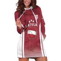 Latvia Basketball Custom Hoodie Dress Red Latvian Pattern