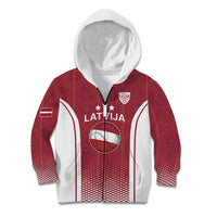 Latvia Basketball Custom Kid Hoodie Red Latvian Pattern