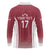 Latvia Basketball Custom Long Sleeve Polo Shirt Red Latvian Pattern