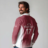 Latvia Basketball Custom Long Sleeve Polo Shirt Red Latvian Pattern