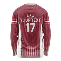 Latvia Basketball Custom Long Sleeve Shirt Red Latvian Pattern