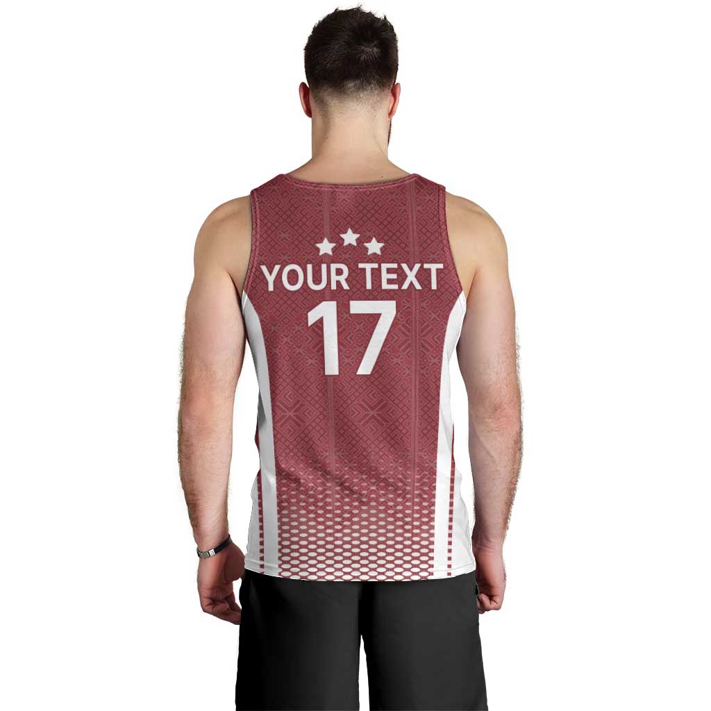 Latvia Basketball Custom Men Tank Top Red Latvian Pattern
