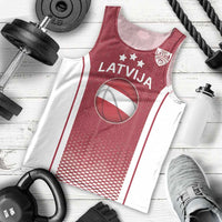 Latvia Basketball Custom Men Tank Top Red Latvian Pattern