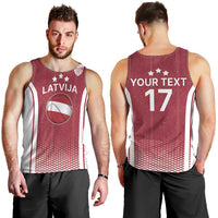 Latvia Basketball Custom Men Tank Top Red Latvian Pattern