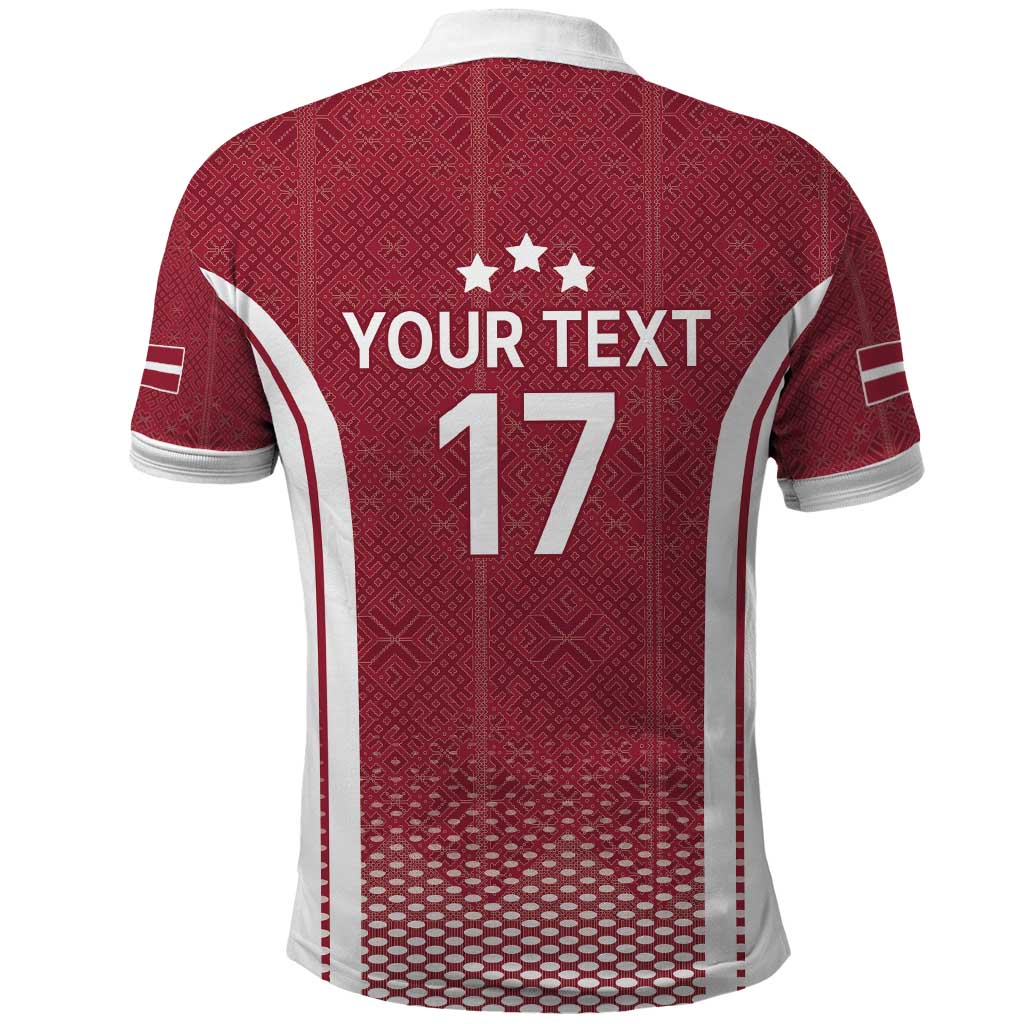 Latvia Basketball Custom Polo Shirt Red Latvian Pattern