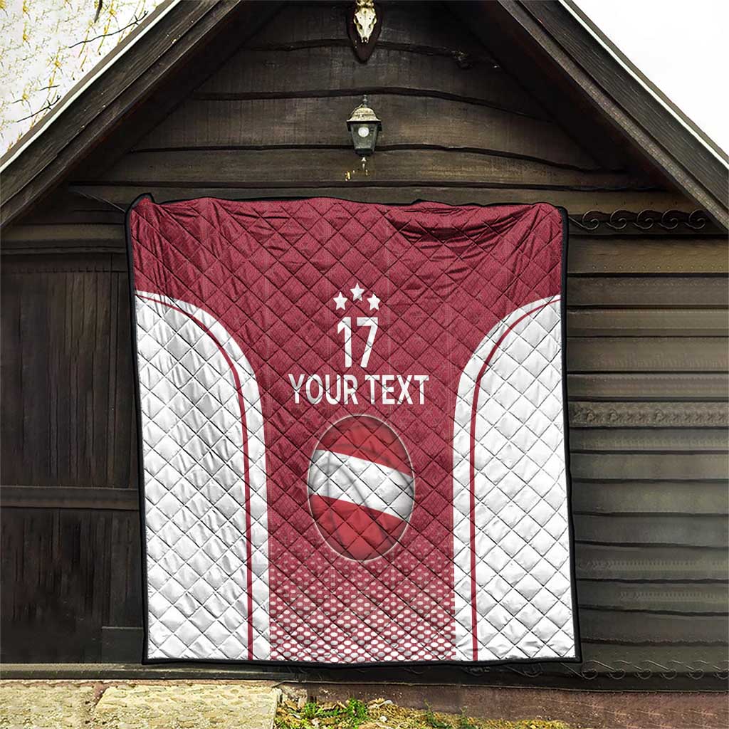 Latvia Basketball Custom Quilt Red Latvian Pattern