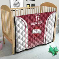 Latvia Basketball Custom Quilt Red Latvian Pattern