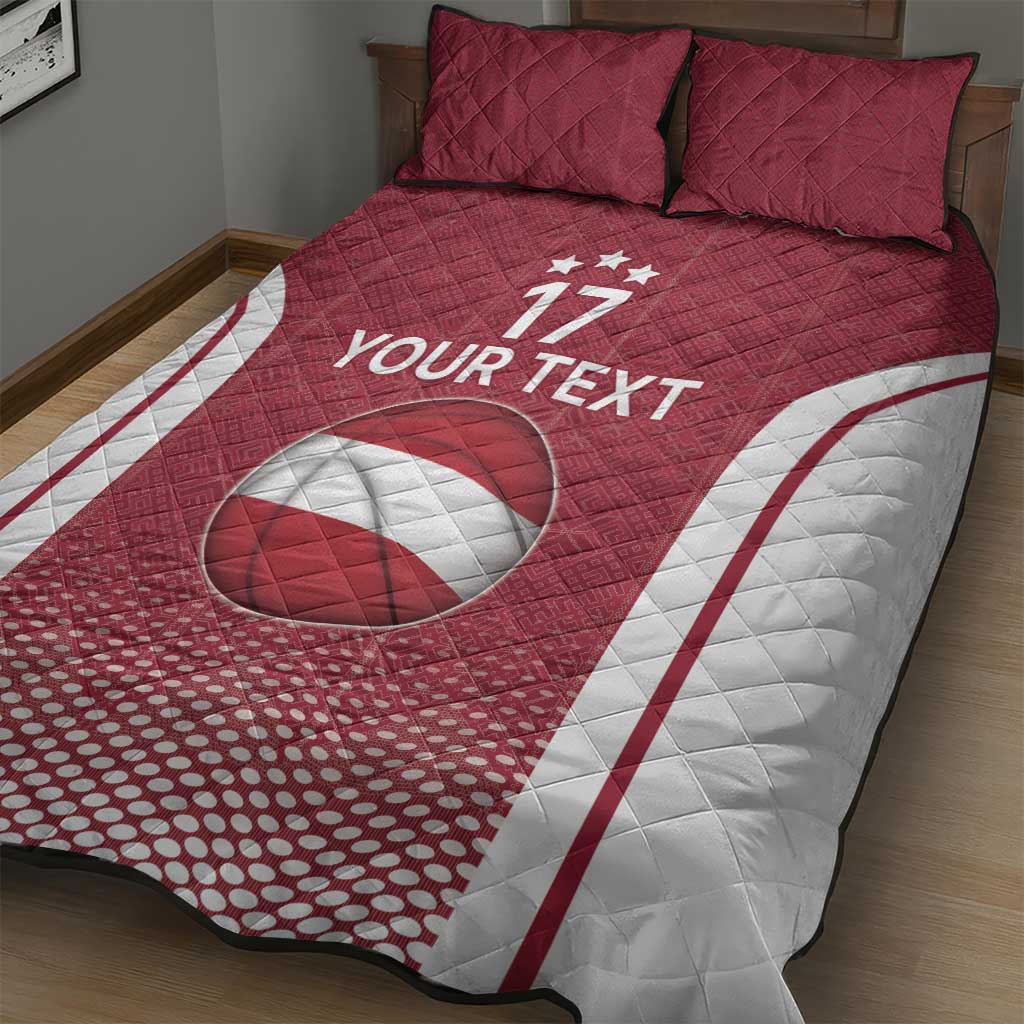 Latvia Basketball Custom Quilt Bed Set Red Latvian Pattern