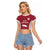 Latvia Basketball Custom Raglan Cropped T Shirt Red Latvian Pattern
