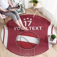 Latvia Basketball Custom Round Carpet Red Latvian Pattern