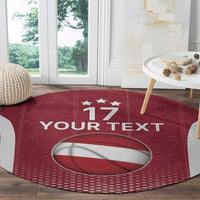 Latvia Basketball Custom Round Carpet Red Latvian Pattern