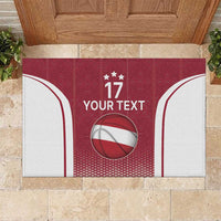 Latvia Basketball Custom Rubber Doormat Red Latvian Pattern