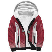 Latvia Basketball Custom Sherpa Hoodie Red Latvian Pattern